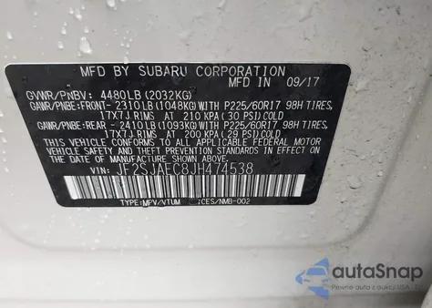 2018 Subaru Forester 2.5I Premium from USA, damaged, VIN JF2SJAEC8JH474538